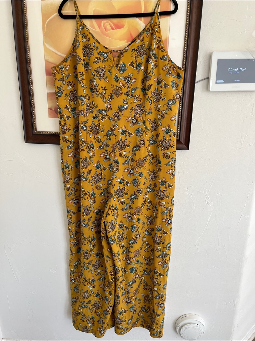Forever 21 Mustard Yellow Floral Slip Jumpsuit